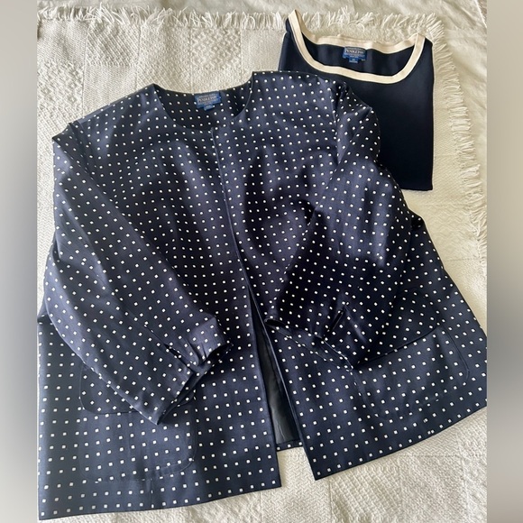 Pendleton Blazer Jacket Midnight Blue Silk Blend Graphic Dot No Close size 20W - Picture 13 of 15